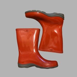 Sloggers Coral Red Rubber Rain Boots sz 9 mid calf
